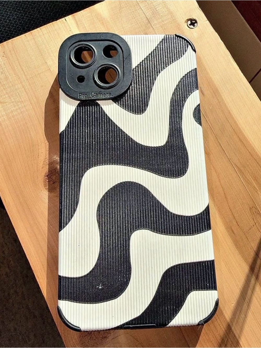 iPhone Black & White Wave Pattern Phone Case - Compatible Cell Phone Accessory
